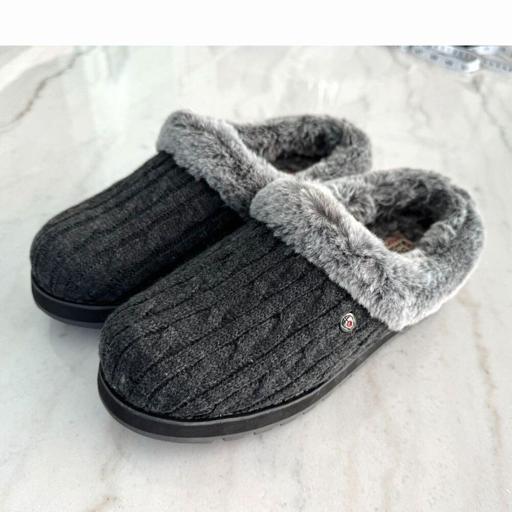 Skechers Bobs Keepsake Light Clog Slippers, Warm Greetings Size 7 Charcoal 31204